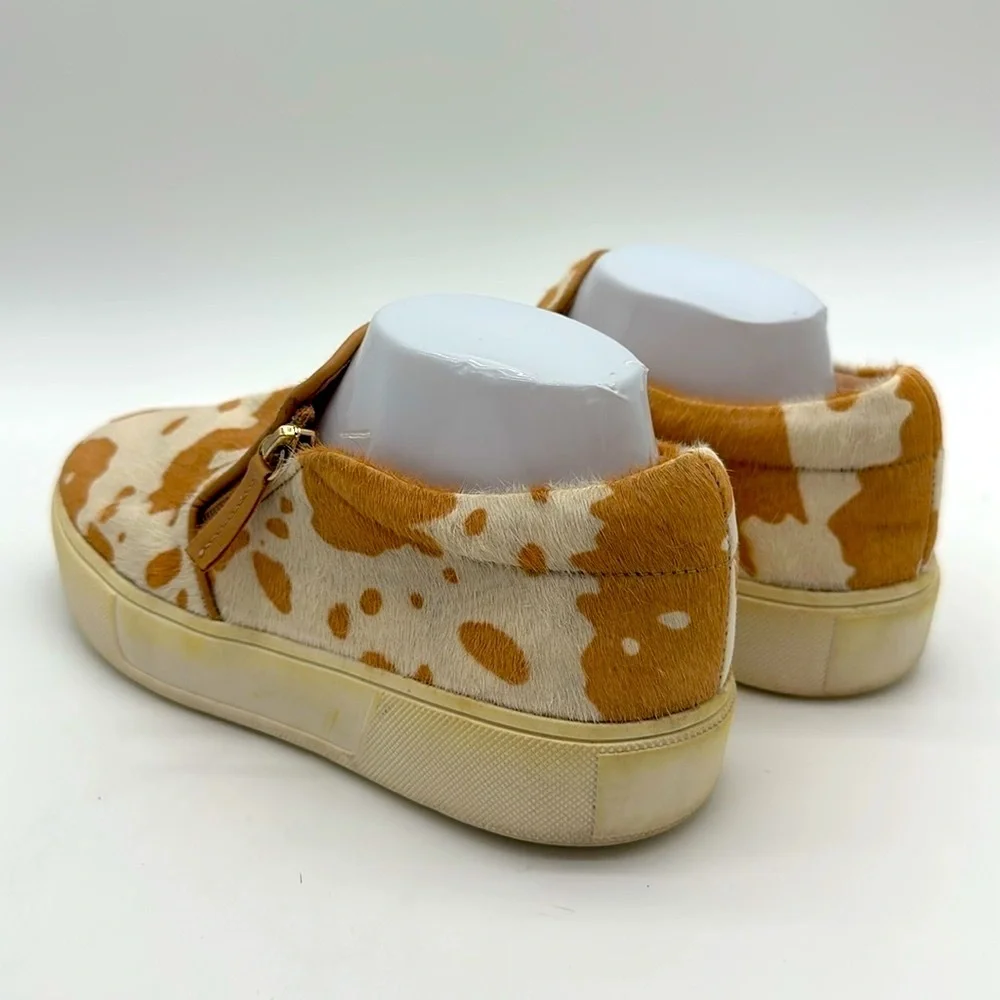 Very Volatile Animal Print Natural Tumble Hide Zip Up Slip On Shoes W Size 8.0